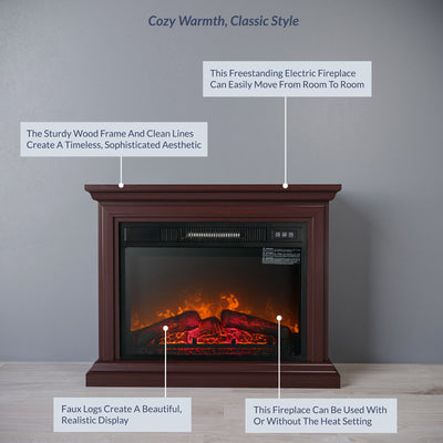 Electric Fireplace Firebox Insert, Infrared Flame Heater Freestanding 1400W