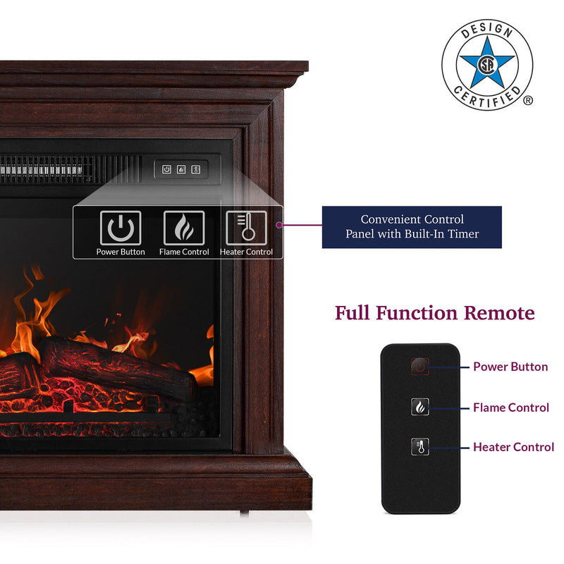 Electric Fireplace Firebox Insert, Infrared Flame Heater Freestanding 1400W
