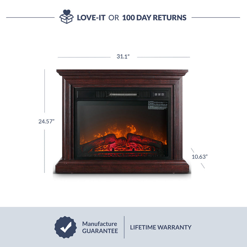 Electric Fireplace Firebox Insert, Infrared Flame Heater Freestanding 1400W