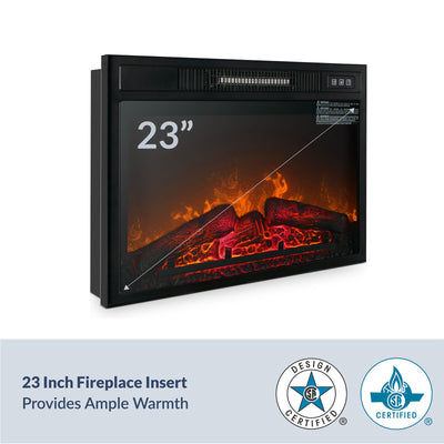 Electric Fireplace Firebox Insert, Infrared Flame Heater Freestanding 1400W