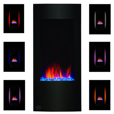 Electric Fireplace Heater, 32" Wall Mounted Heater with Adjustable Flame Backlight Colors