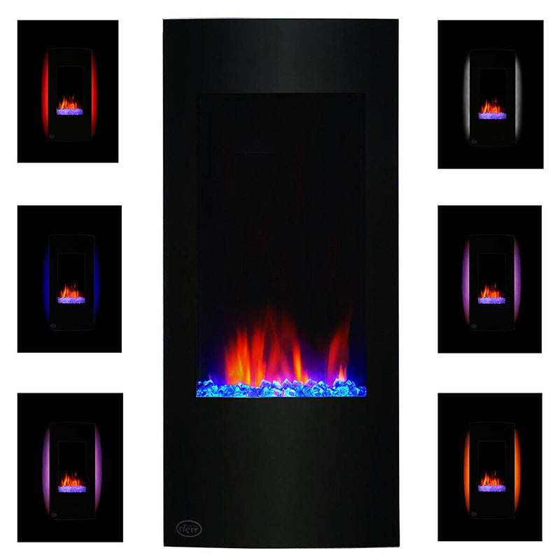 Electric Fireplace Heater, 32" Wall Mounted Heater with Adjustable Flame Backlight Colors