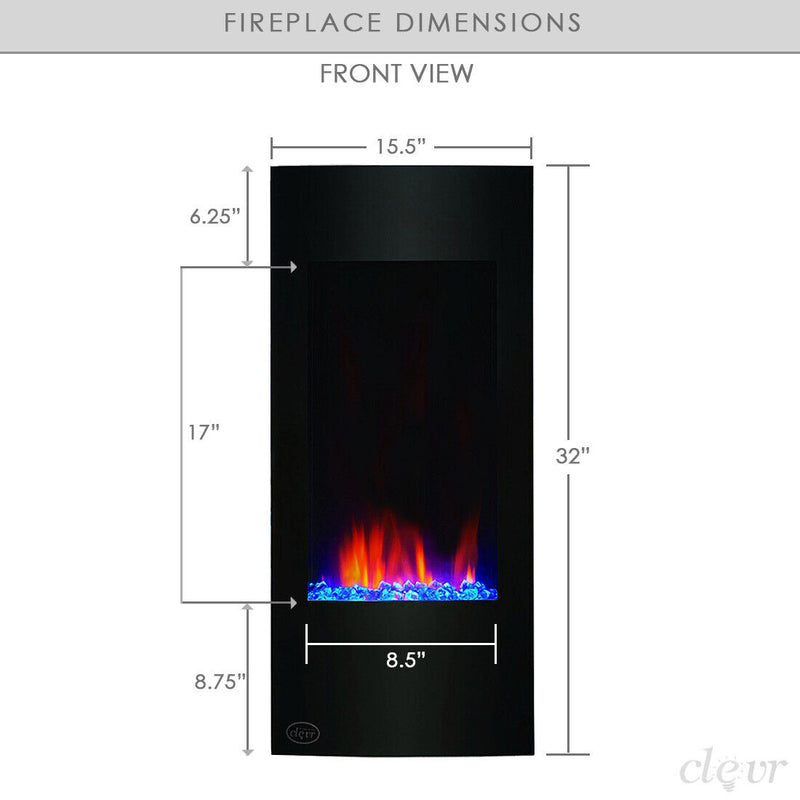 Electric Fireplace Heater, 32" Wall Mounted Heater with Adjustable Flame Backlight Colors