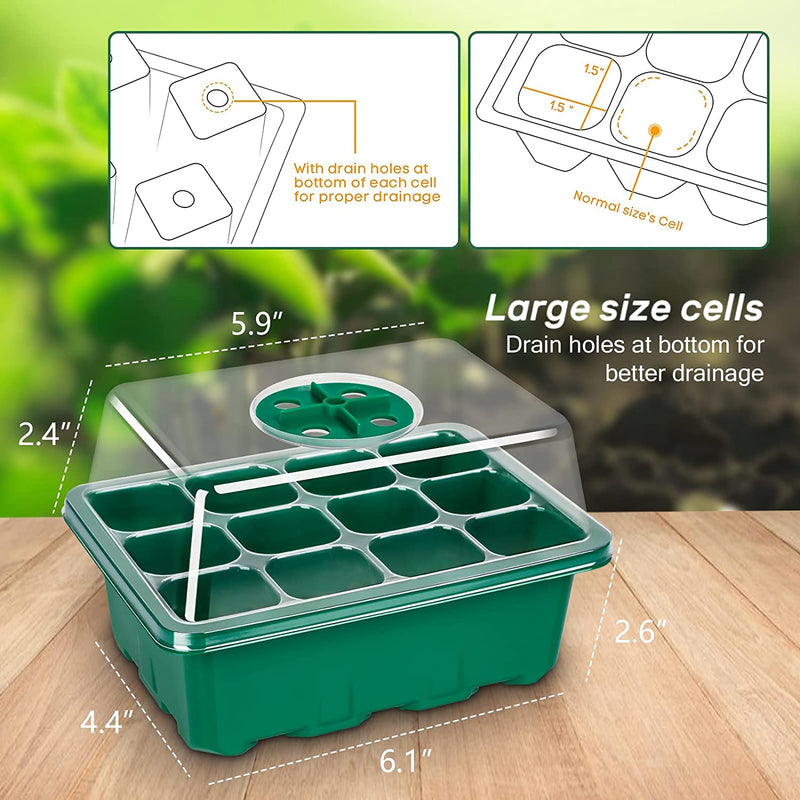 5-Pack Seed Starter Tray Seedling Kits, Plant Starter Kit with Humidity Dome, Greenhouse Mini Propagator