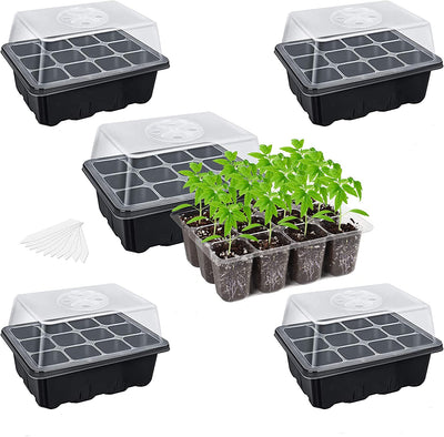 5-Pack Seed Starter Tray Seedling Kits, Plant Starter Kit with Humidity Dome, Greenhouse Mini Propagator