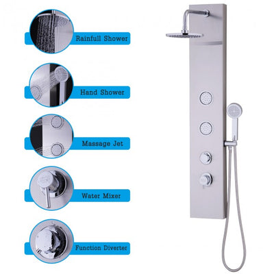 Shower Panel Rainfall Jet System Stainless Steel Tower with Massage Handheld Sprayer