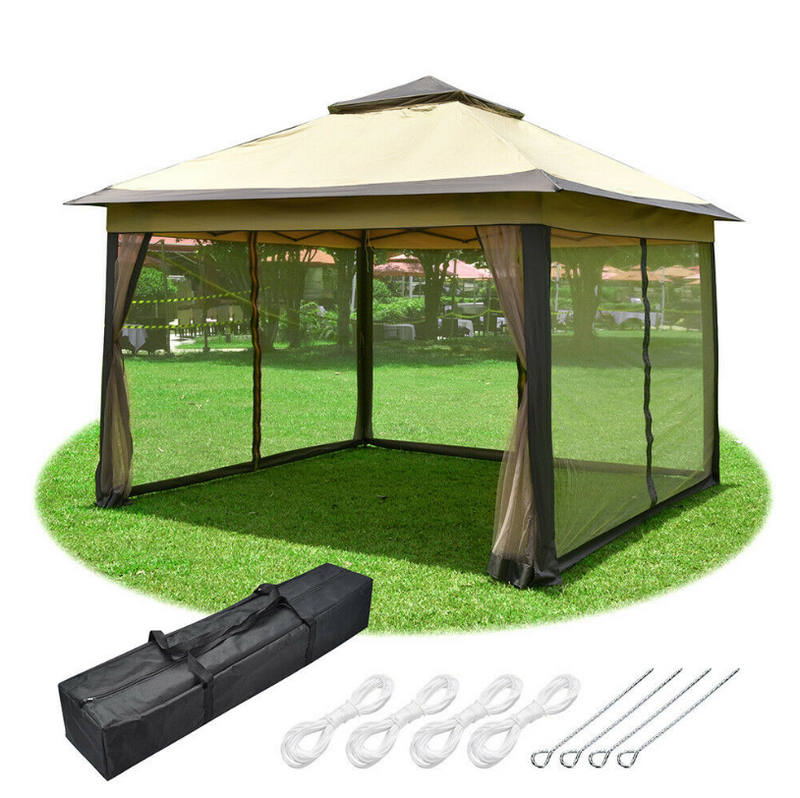 11x11 Ft Pop-Up Gazebo Tent Patio Garden Beach Backyard Canopy Tent