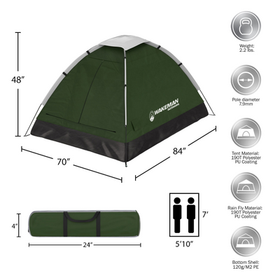 2 Person Camping Tent Green Pop Up Tent for Kids Adult Outdoor Survival Camping Small 2 Person Tents