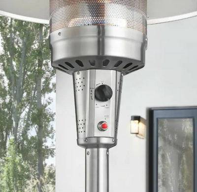 Outdoor Propane Heater with Wheels, Gas Patio Heater Stainless Steel 48,000 BTU