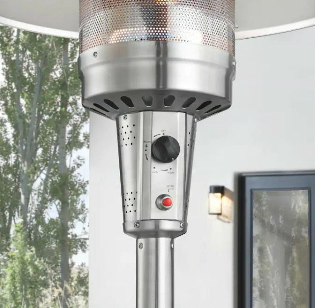 Outdoor Propane Heater with Wheels, Gas Patio Heater Stainless Steel 48,000 BTU