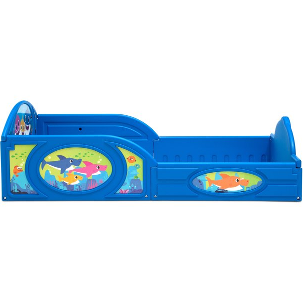 Baby Shark Plastic Sleep and Play Toddler Bed with Attached Guardrails