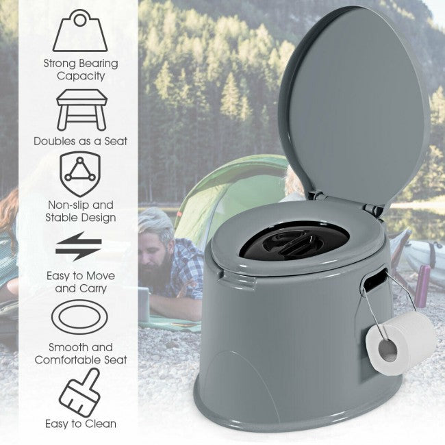 Portable Travel Camping Toilet with Paper Holder for Indoor and Outdoor