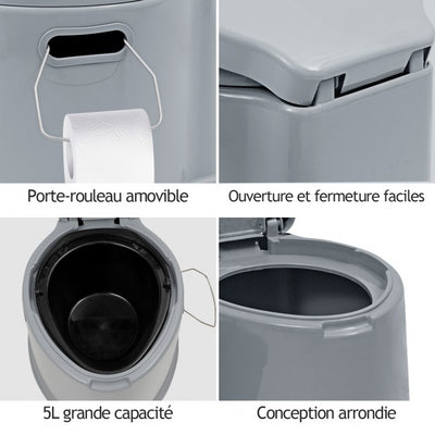 Portable Travel Camping Toilet with Paper Holder for Indoor and Outdoor