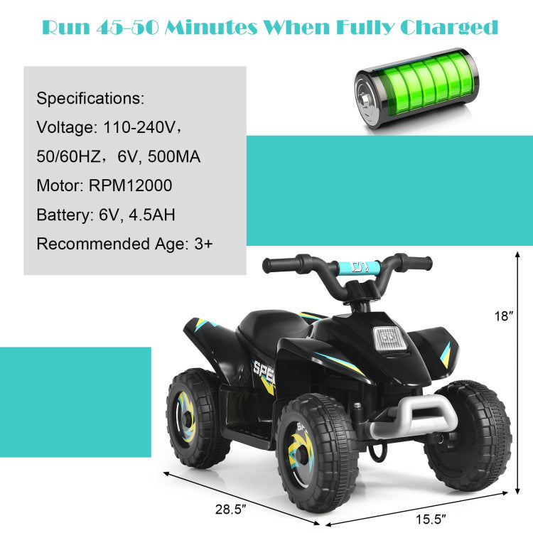 6V Kids Electric Ride On Toy 4 Wheels ATV Riding