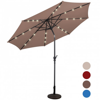 10 Ft Outdoor Patio Umbrella with Lights, Solar Pool Garden Umbrella