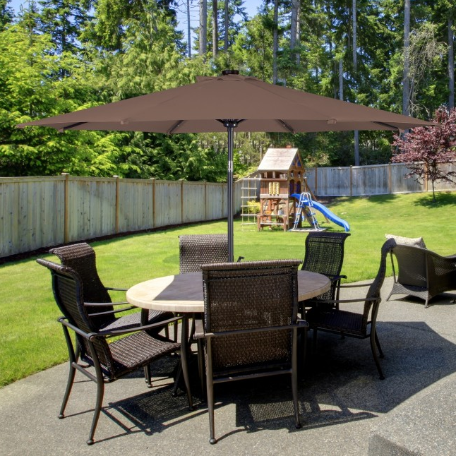 10 Ft Outdoor Patio Umbrella with Lights, Solar Pool Garden Umbrella