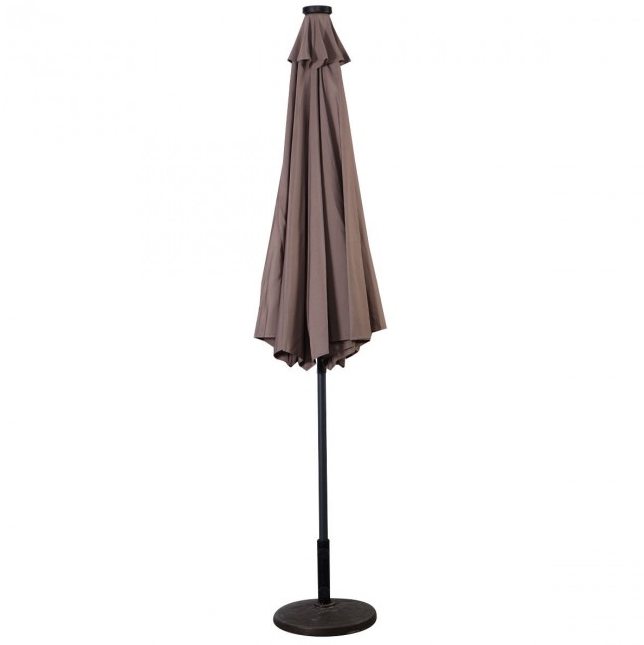 10 Ft Outdoor Patio Umbrella with Lights, Solar Pool Garden Umbrella