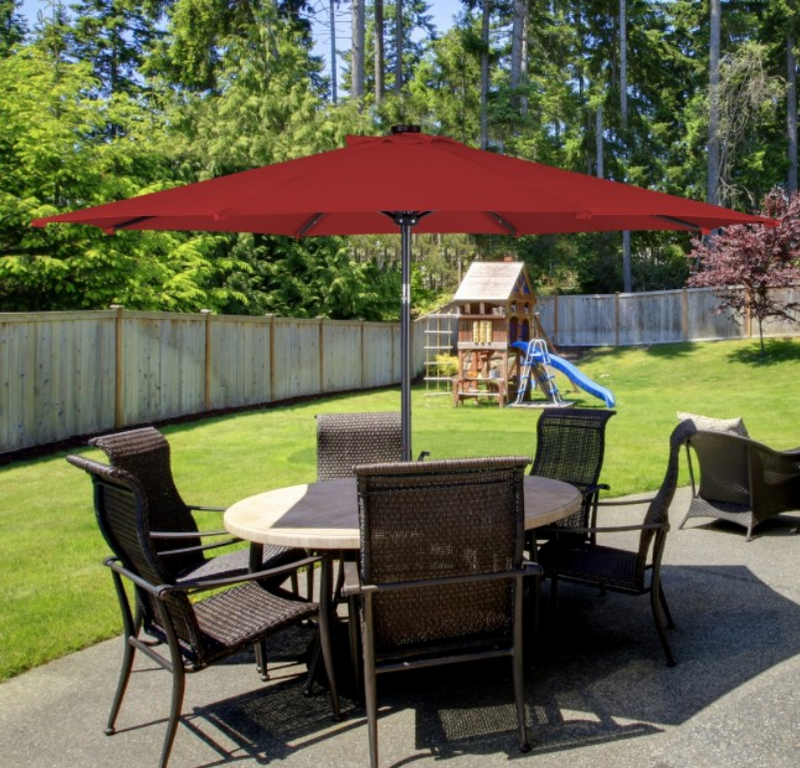10 Ft Outdoor Patio Umbrella with Lights, Solar Pool Garden Umbrella