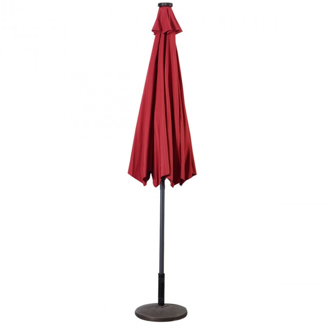 10 Ft Outdoor Patio Umbrella with Lights, Solar Pool Garden Umbrella