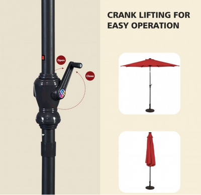 10 Ft Outdoor Patio Umbrella with Lights, Solar Pool Garden Umbrella