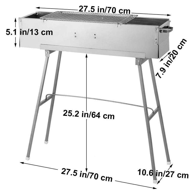 Portable BBQ Grill Stainless Steel Charcoal Camp Grill