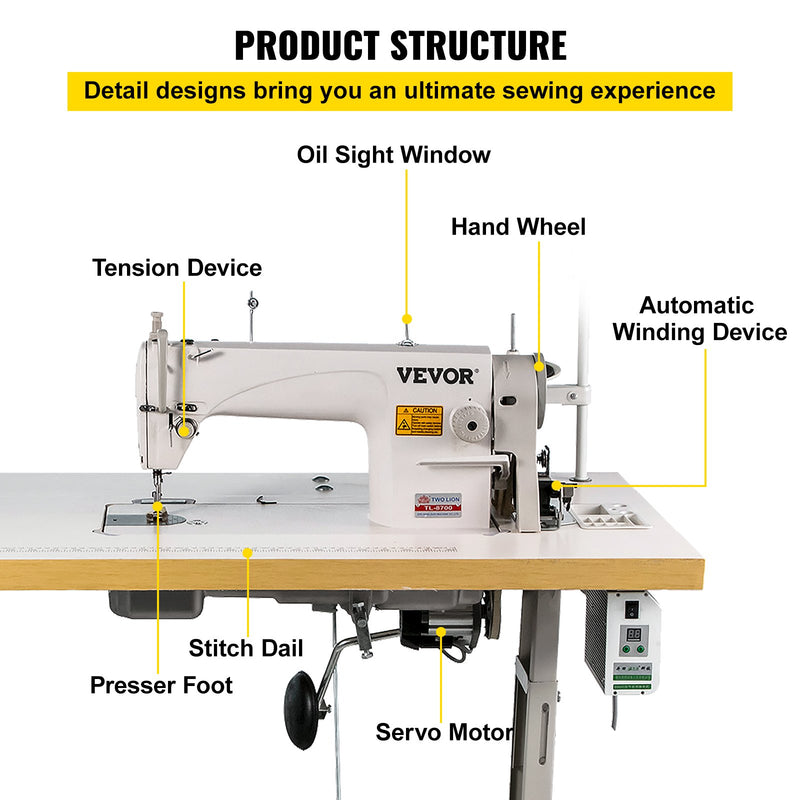 Industrial Sewing Machine Table Stand, Lockstitch Commercial Grade Stitching Machine