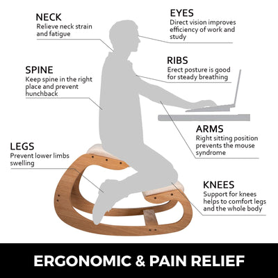 Ergonomic Wooden Kneeling Chair Strengthen Muscles Relieve Fatigue Furniture