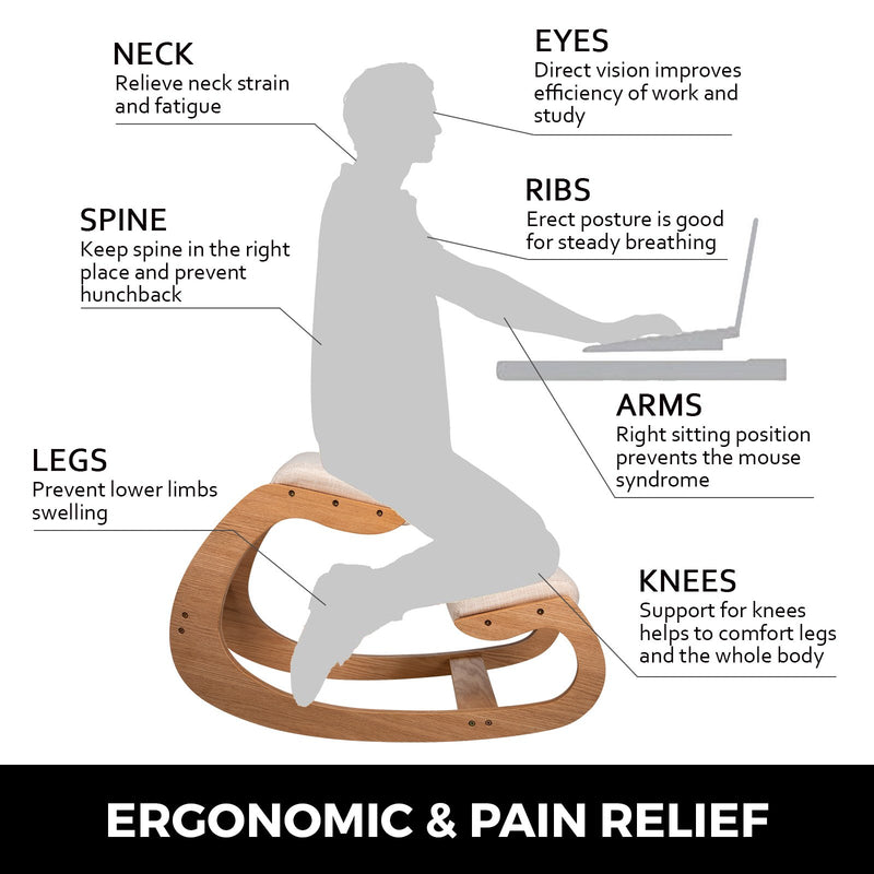 Ergonomic Wooden Kneeling Chair Strengthen Muscles Relieve Fatigue Furniture