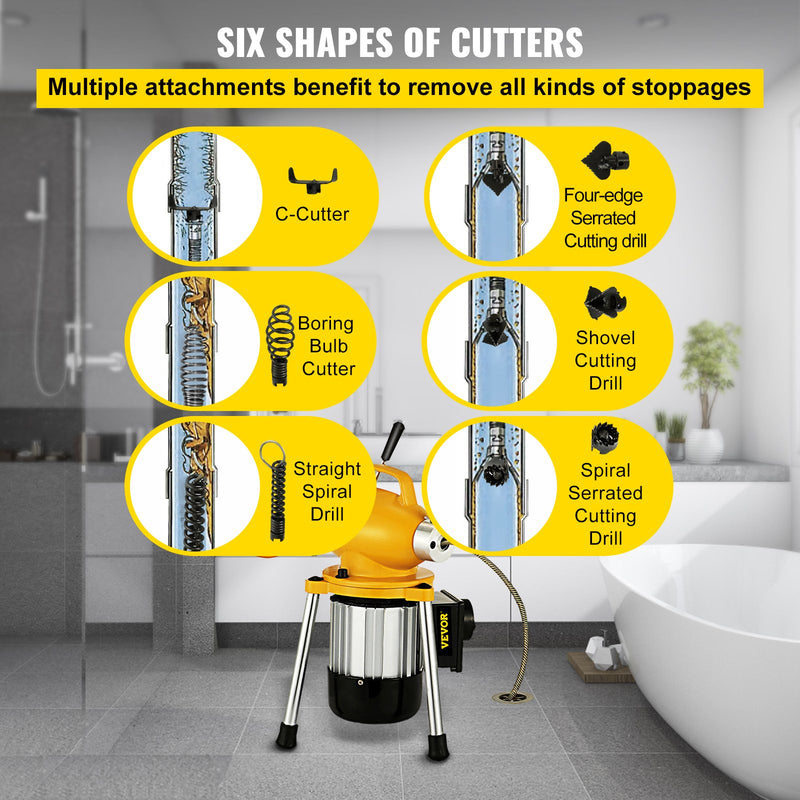 400W Drain Cleaner Unclogger Machine Sectional Drain Auger Cleaning Machine