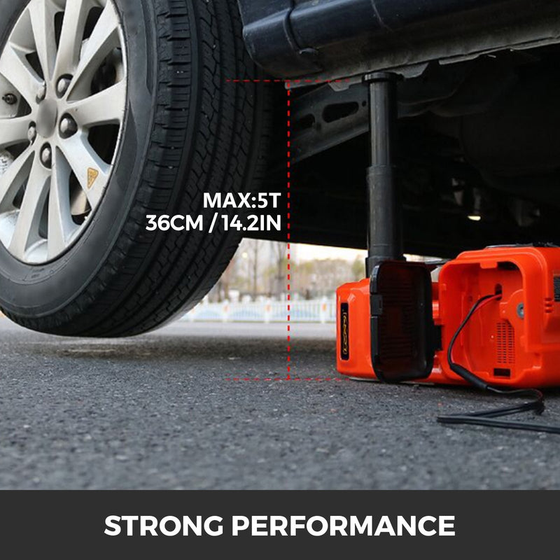 Electric Car Jack Automatic Car Jack 12V DC 5T with Tire Inflator Pump and LED Flashlight