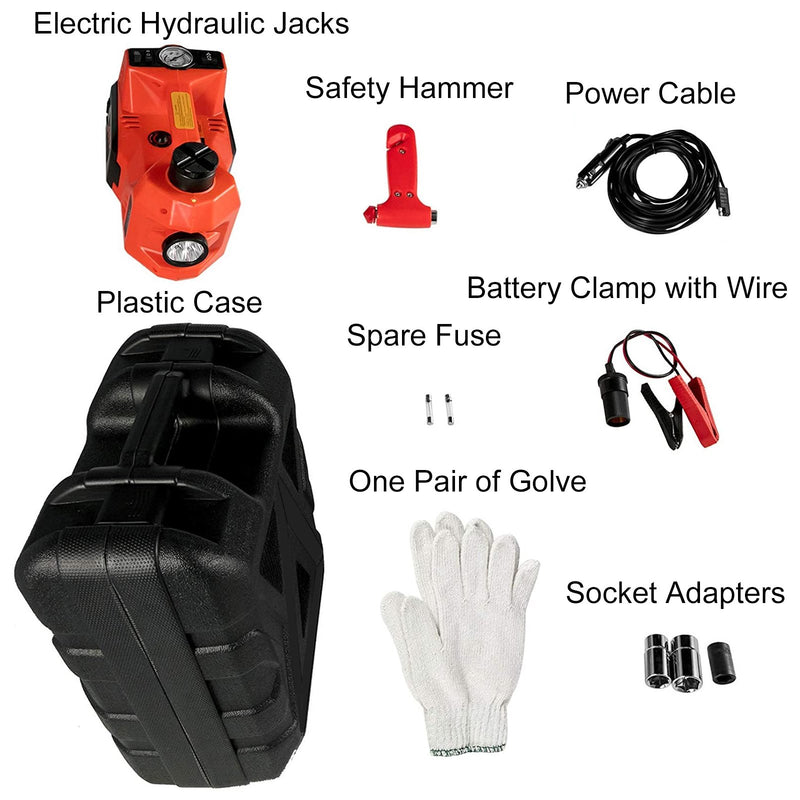 Electric Car Jack Automatic Car Jack 12V DC 5T with Tire Inflator Pump and LED Flashlight