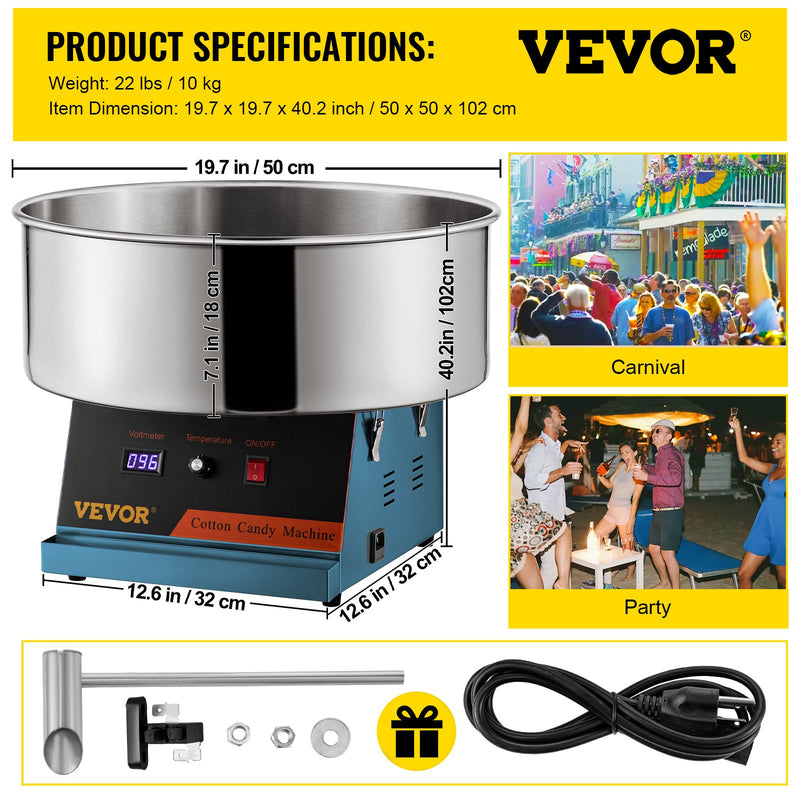 Commercial Cotton Candy Machine Sugar Floss Maker 19.7&