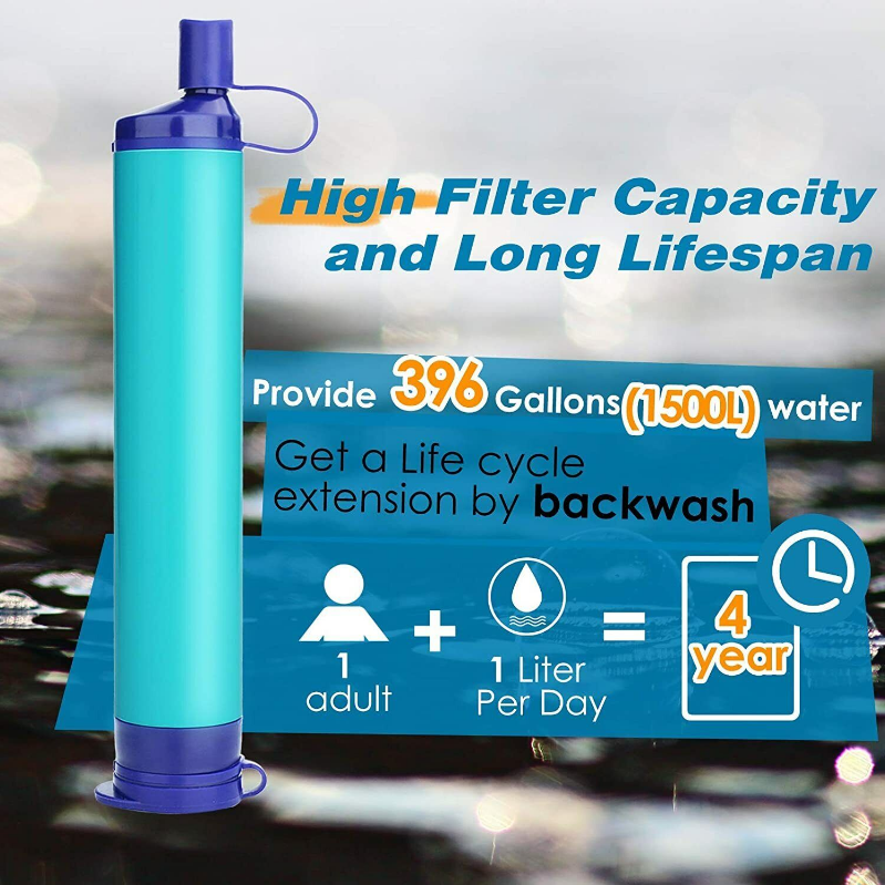 3 Pack Personal Water Filter Straw Purifier Portable Water Filtration System Camping Hiking Emergency Survival