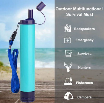 3 Pack Personal Water Filter Straw Purifier Portable Water Filtration System Camping Hiking Emergency Survival